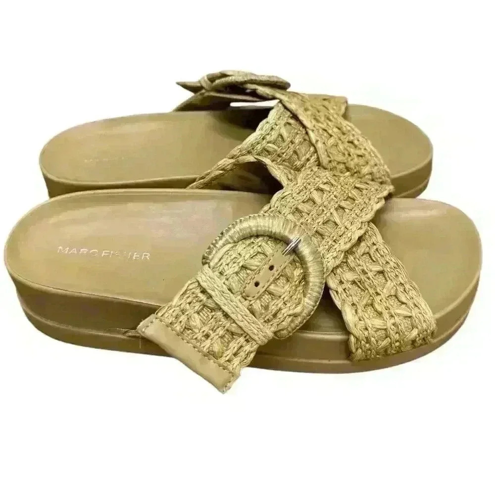 Marc Fisher Welti Sandal beachy braided details and a chunky sole Size 8.5